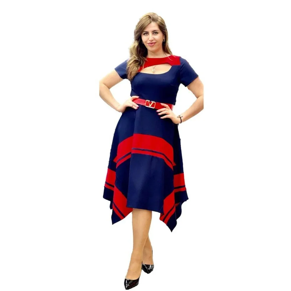 Red and Navy Dress